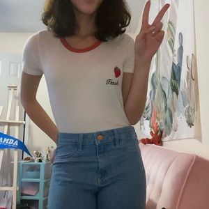 Strawberry white shirt tee shirt!